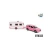 Auto Diecast Volvo V70 Roze Met Caravan