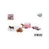 Auto Mitsubishi Met Paardentrailer Roze Diecast Pullback 27cm