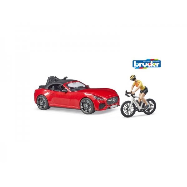 Bruder Auto Roadster Rood Met Wielrenster