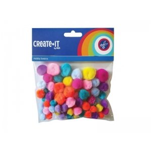 Create-It Pompoms Bright Mix 75 Stuks