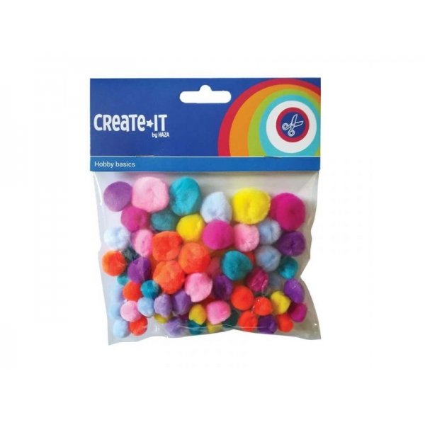 Create-It Pompoms Bright Mix 75 Stuks