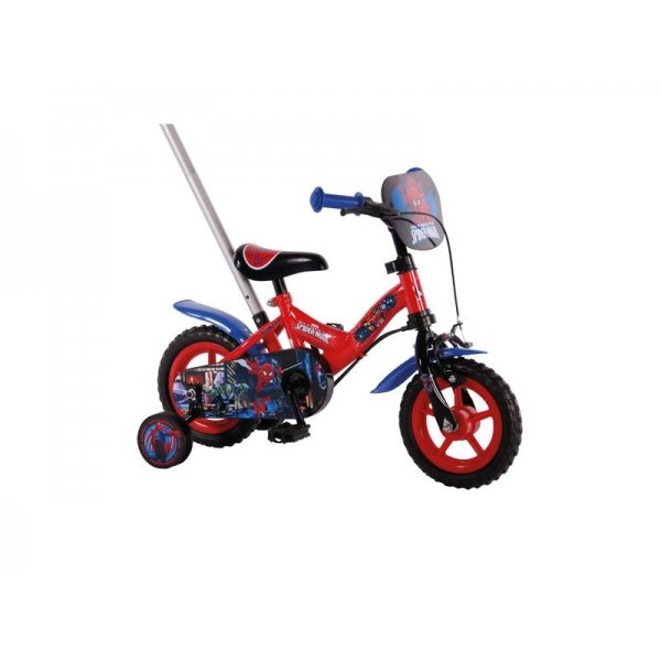 Fiets Spiderman 10" Met Duwstang