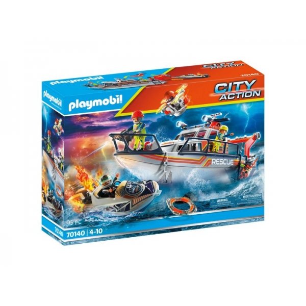 Playmobil 70140 Redding Op Zee: Brandbestrijdings missie Met Reddingscruiser