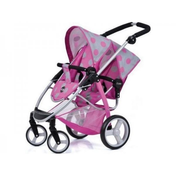 Hauck Icoo Duett Poppenwagen Dott Pink/Grey