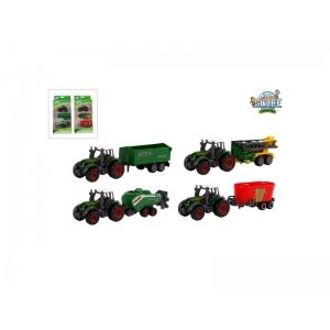 Tractor Met Aanhanger Diecast 3 Delig 2 Assorti 8  Cm