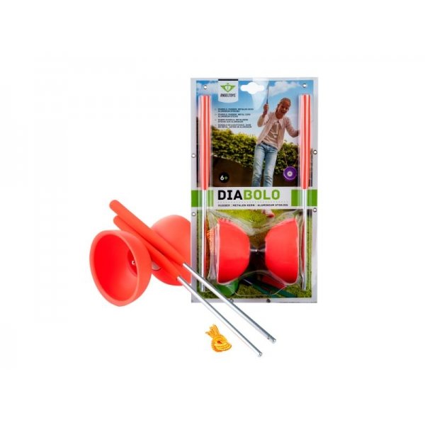 Diabolo Rubber Rood Met Metalen Stokjes