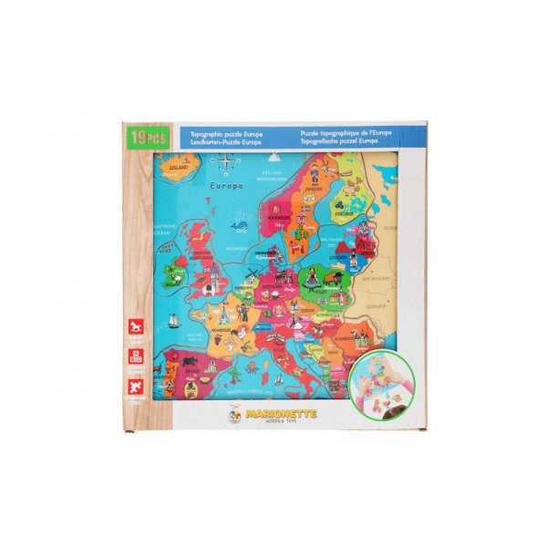 Puzzel Europa Hout 18-delig 30x30 cm