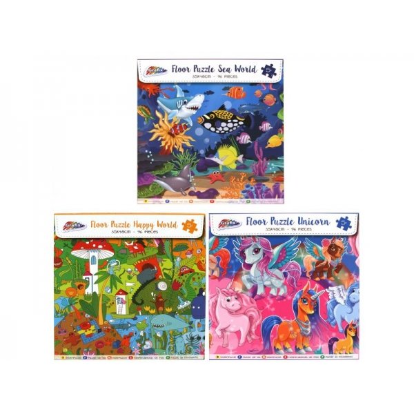 Puzzel Oceaan-Unicorn-Happy 96 Stukjes 3 Assorti